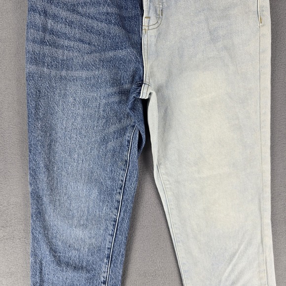 Y2k Mom Jeans Hi Rise Two Tone Womens 26 Color‎ Block Patchwork Button Fly vtg - Picture 3 of 16